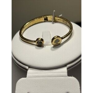 Kate Spade New York Spot The Spade Gold Tone White Enamel Hinged Cuff Bracelet